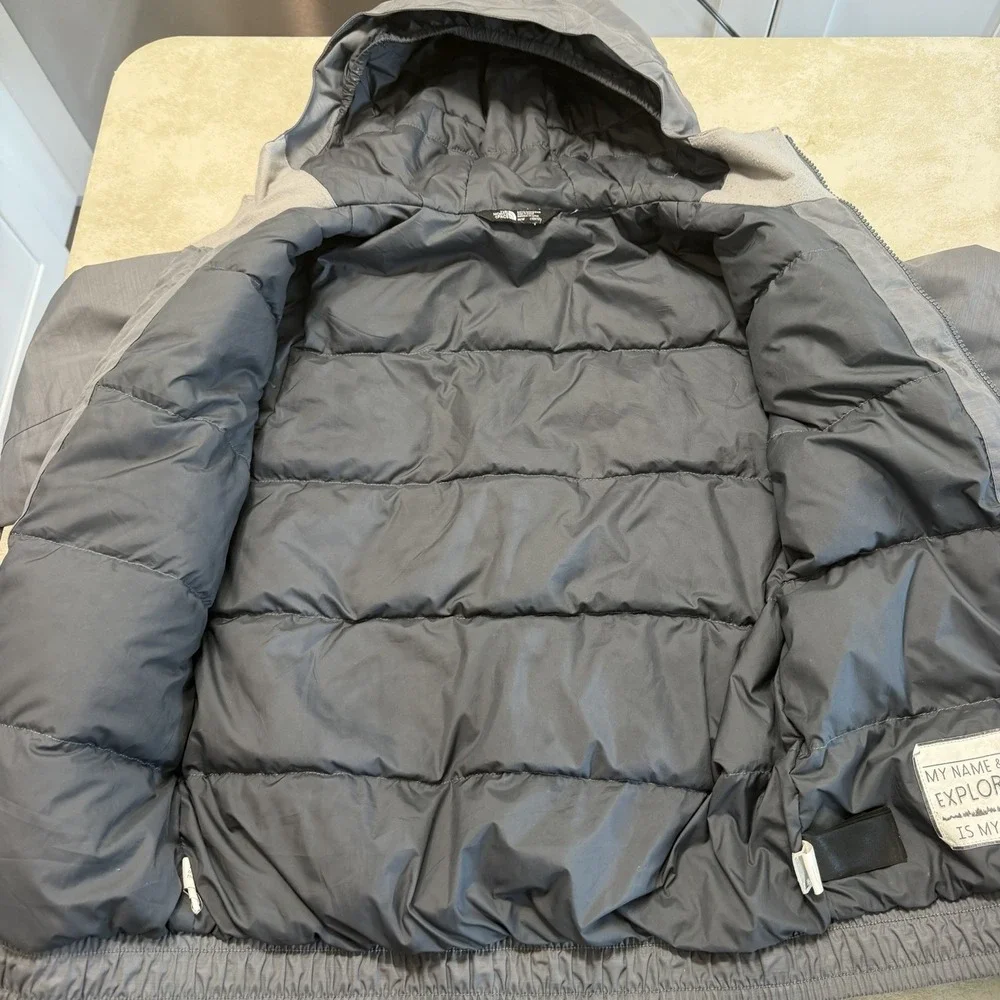 The North Face DryVent 550 Down Jacket Gray Hooded Youth M Puffer Coat
